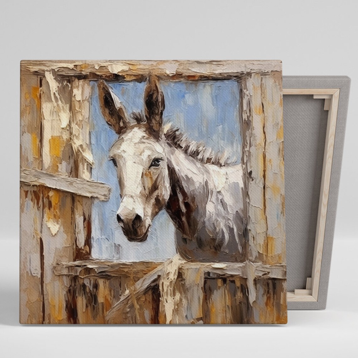 Rustic Donkey Portrait, Farmhouse Wall Art Print