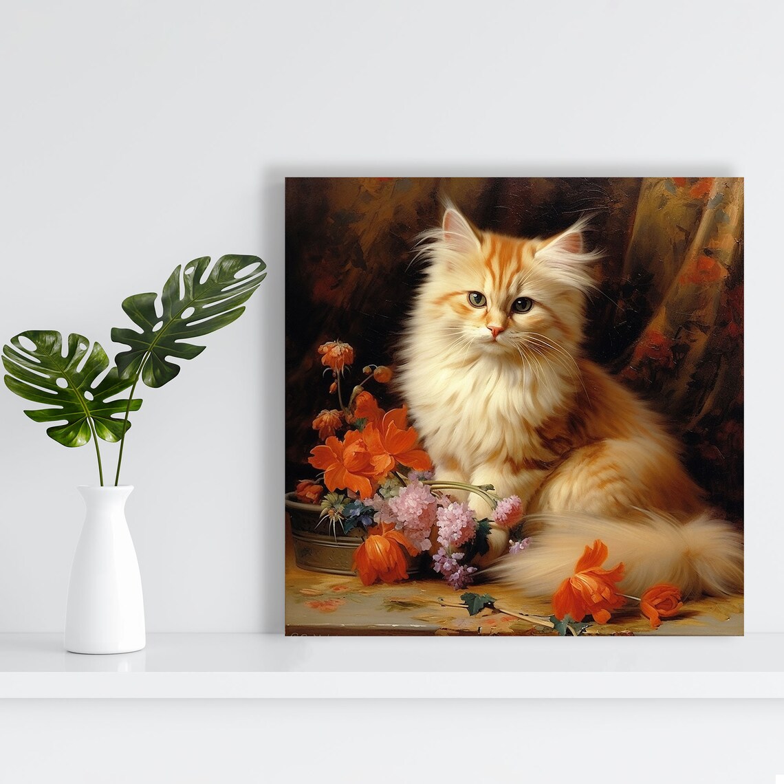 Cat Wall Decor, Contemporary Animal Art Print - Image 2