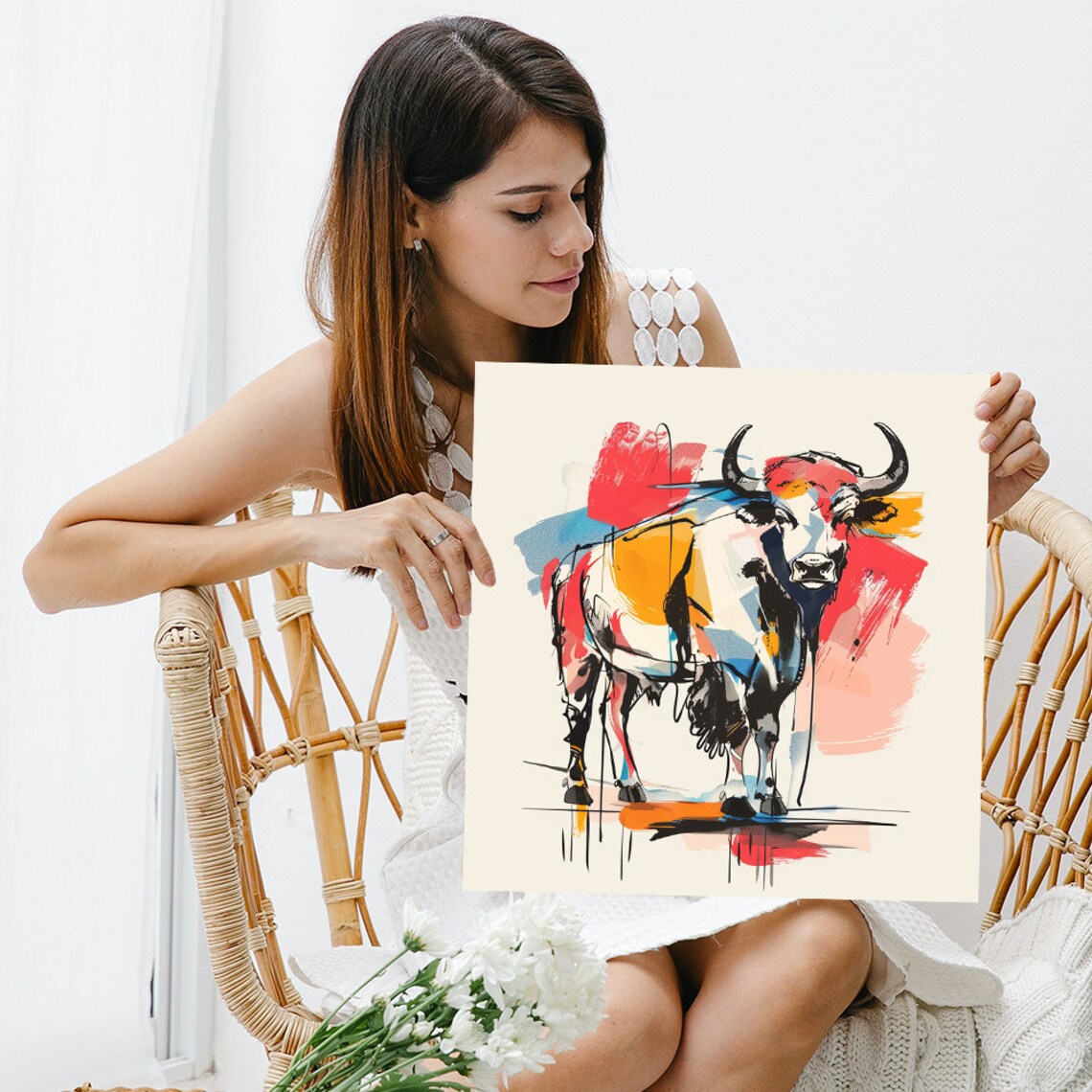 Bull Abstraction Poster, Contemporary Animal Decor - Image 3