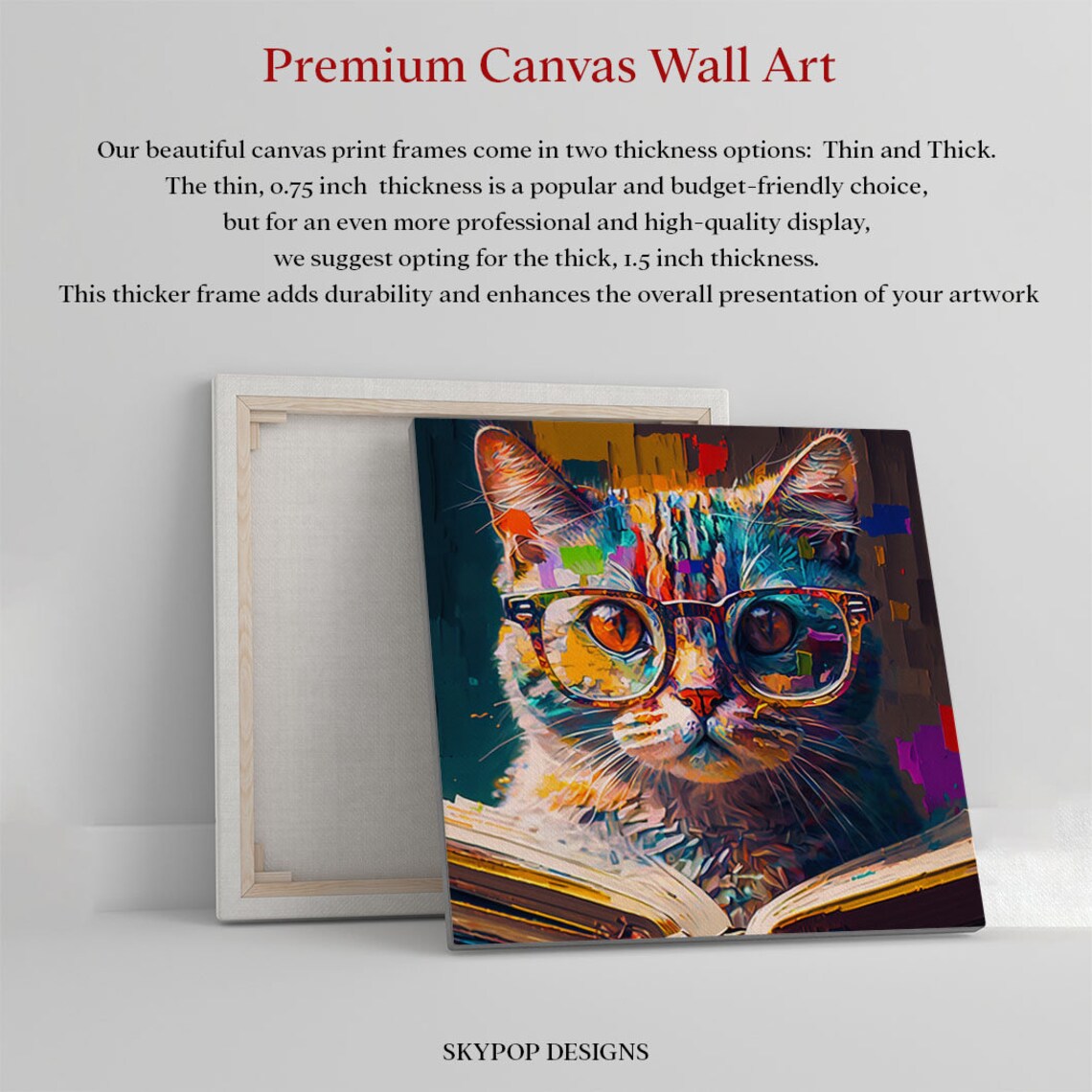 Cat With Glasses Poster, Contemporary Cat Decor - Image 2