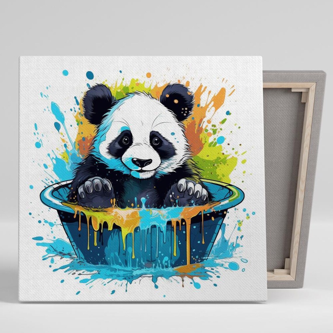 Splashy Panda Bath Time, Whimsical Animal Poster