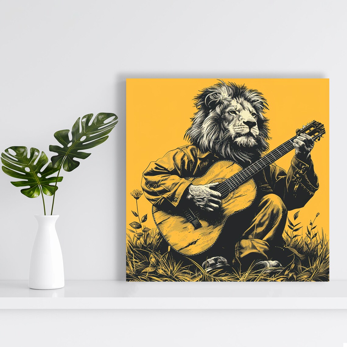 Lion Guitarist Contemporary Decor Art Poster - Image 2