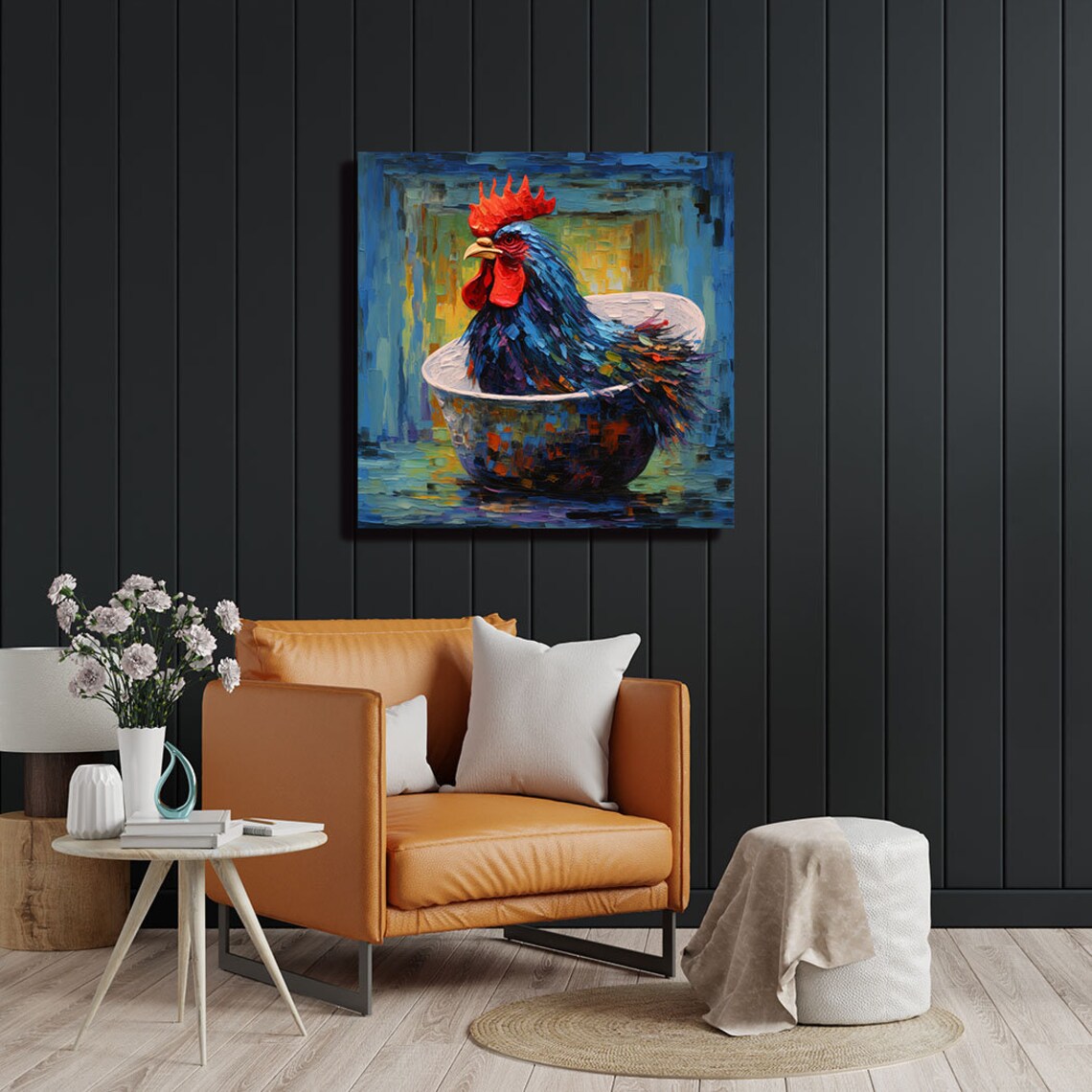 Rooster in Bathtub Farmhouse Bathroom Art Print - Image 4