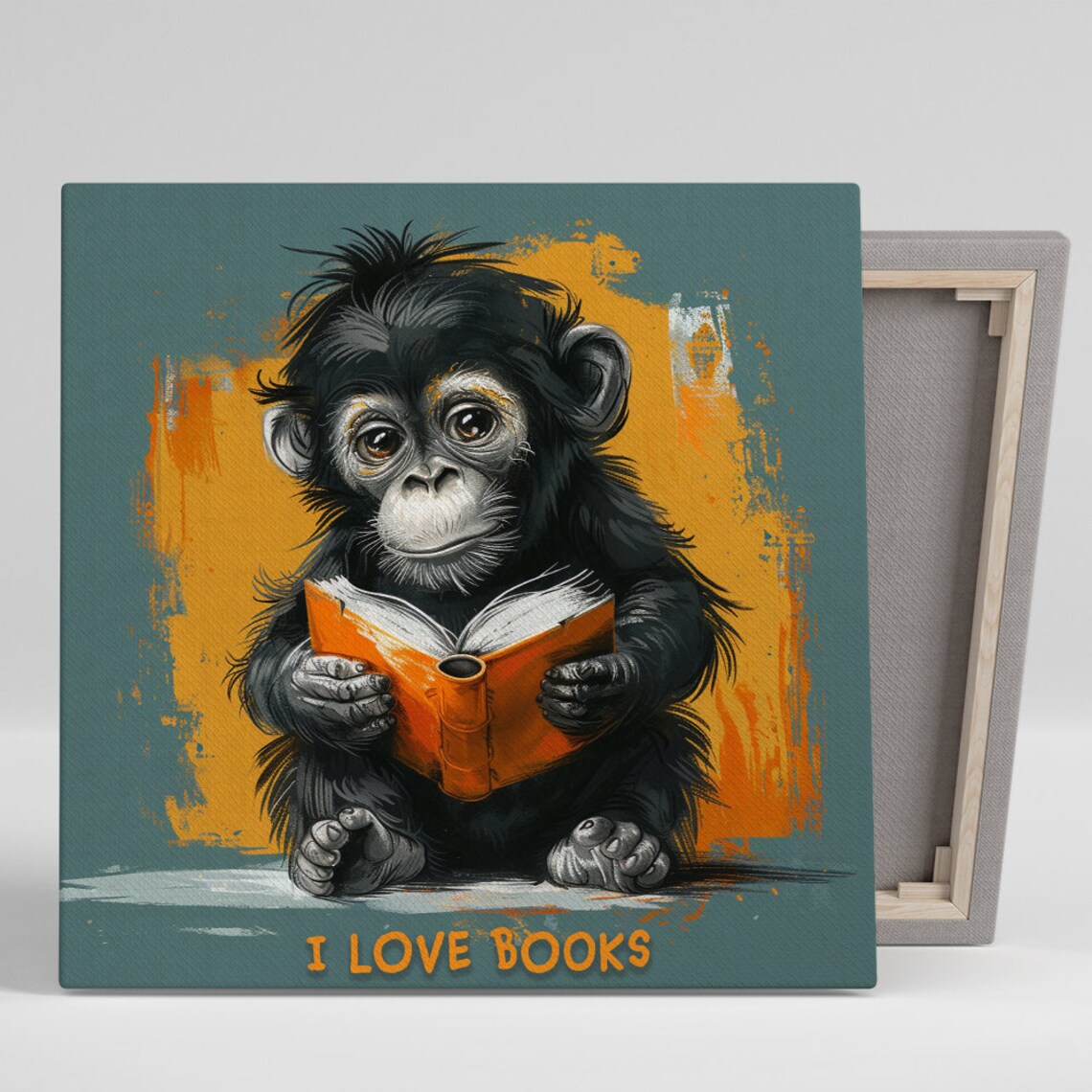 Whimsical Chimpanzee Literacy Wall Art Print