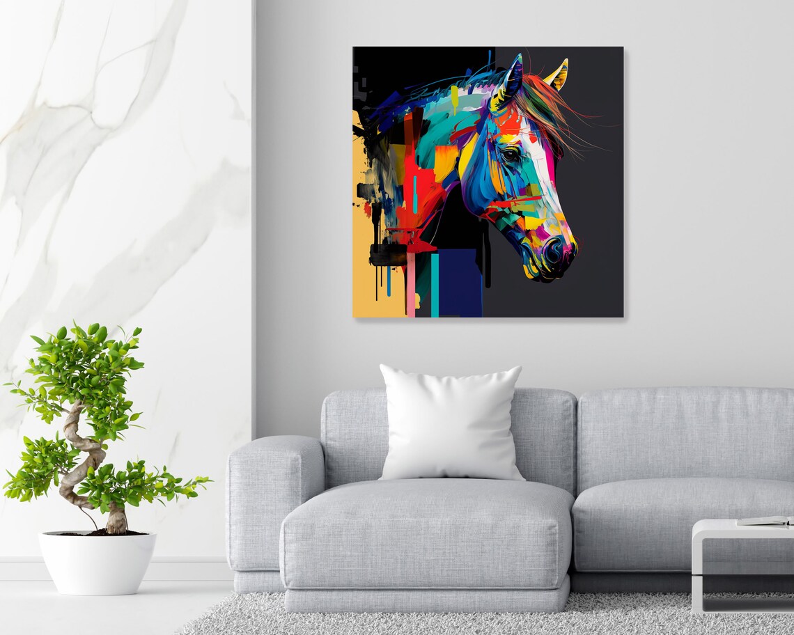 Abstract Horse Art Print, Vibrant Animal Decor - Image 4