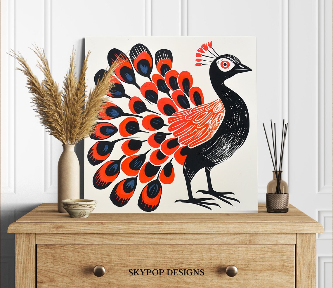 Peacock Pizzazz Bohemian Living Room Art Print - Image 2