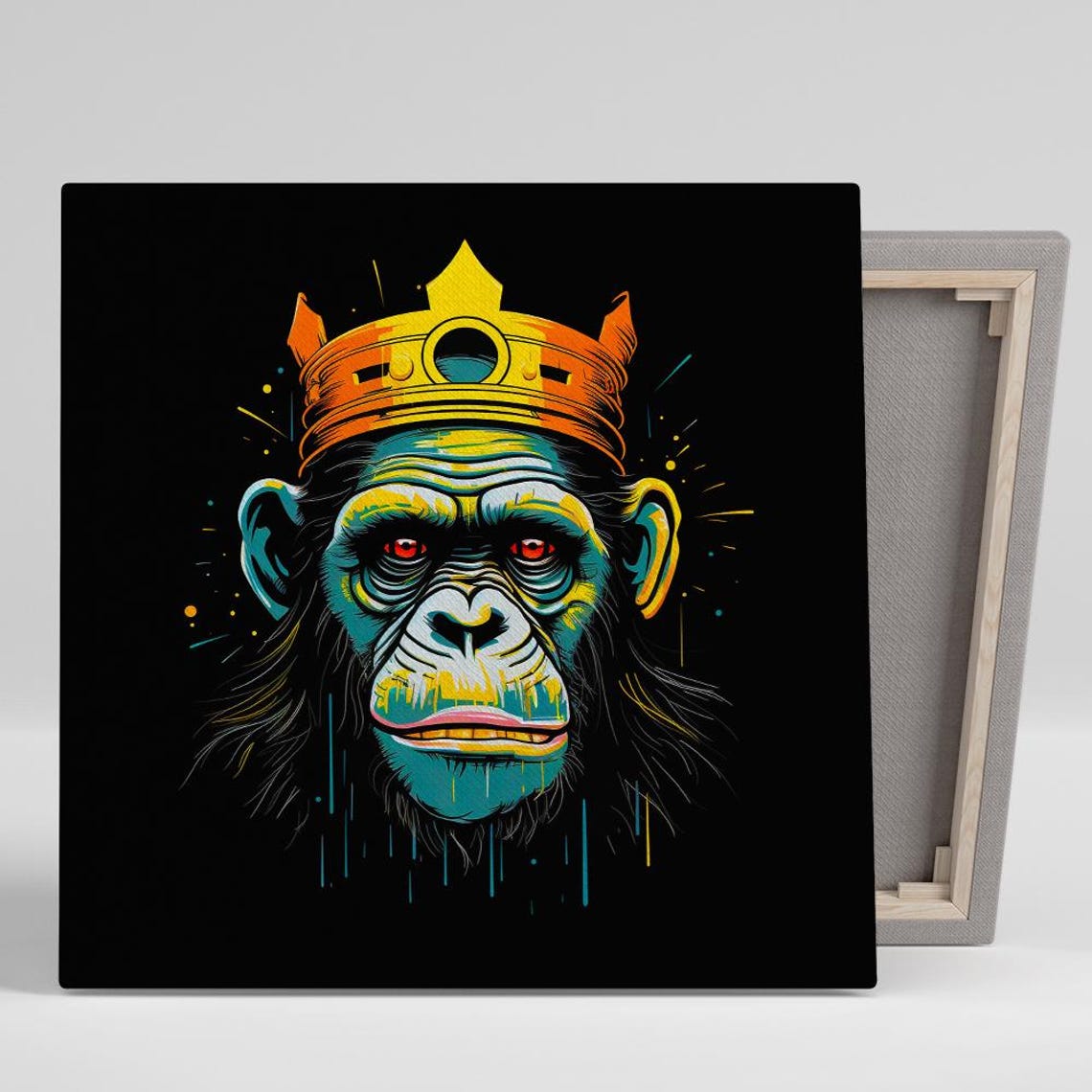 Crowned Chimpanzee King Pop Style Bold Graphic Wild Animal Poster