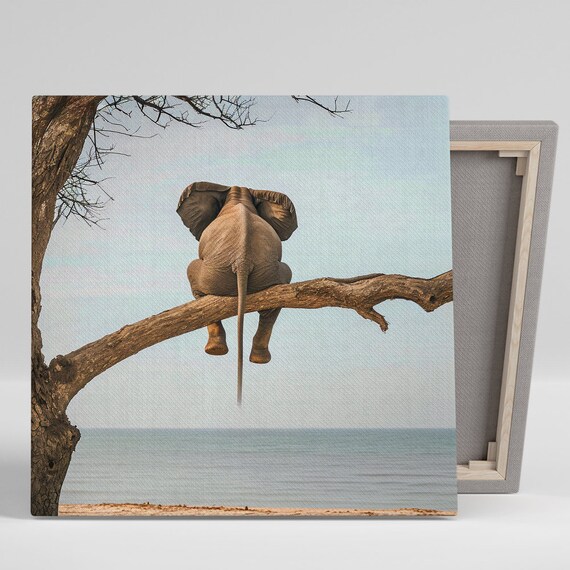Elephant Balancing Act Art Print, Coastal Decor