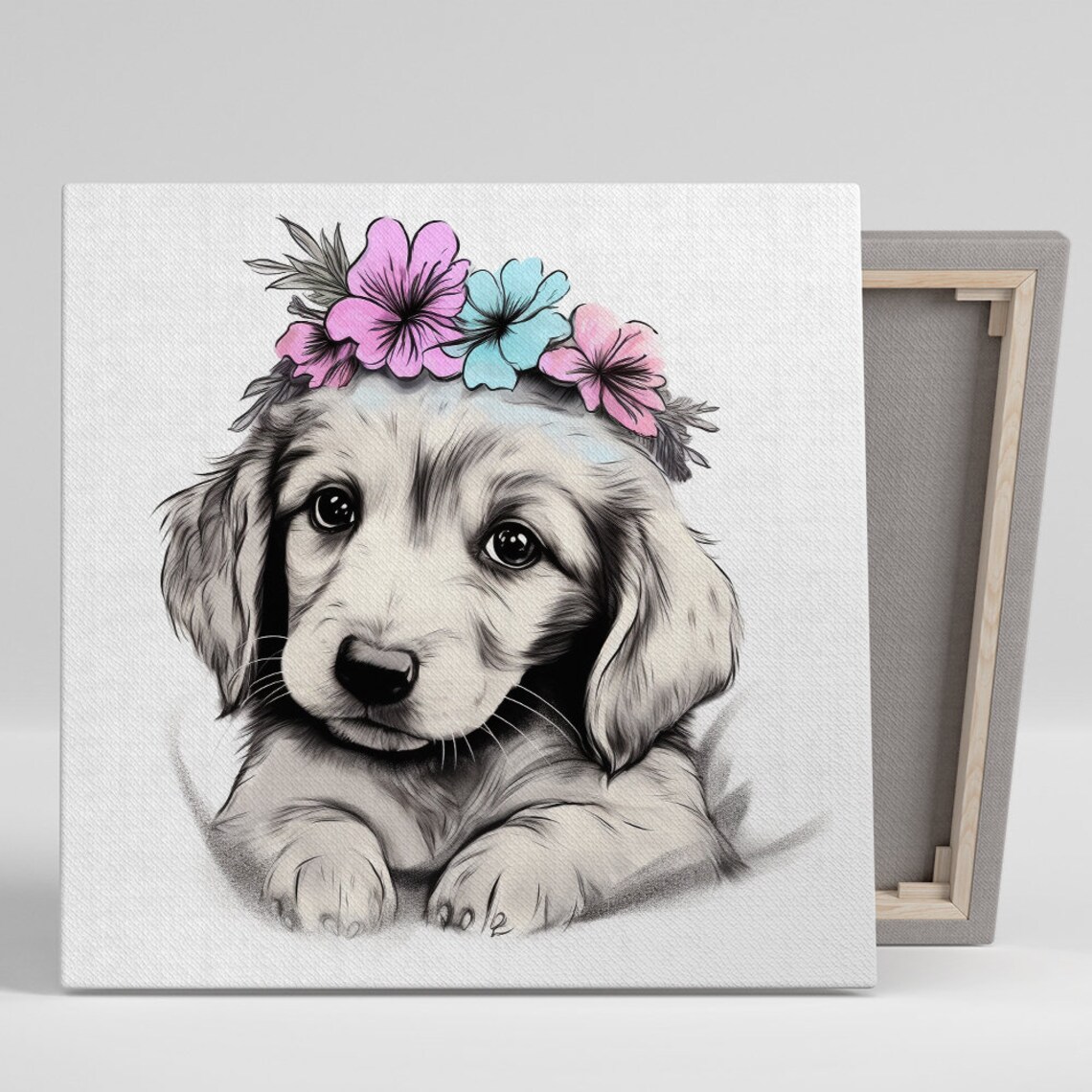 Golden Retriever Whimsical Bohemian Art Print
