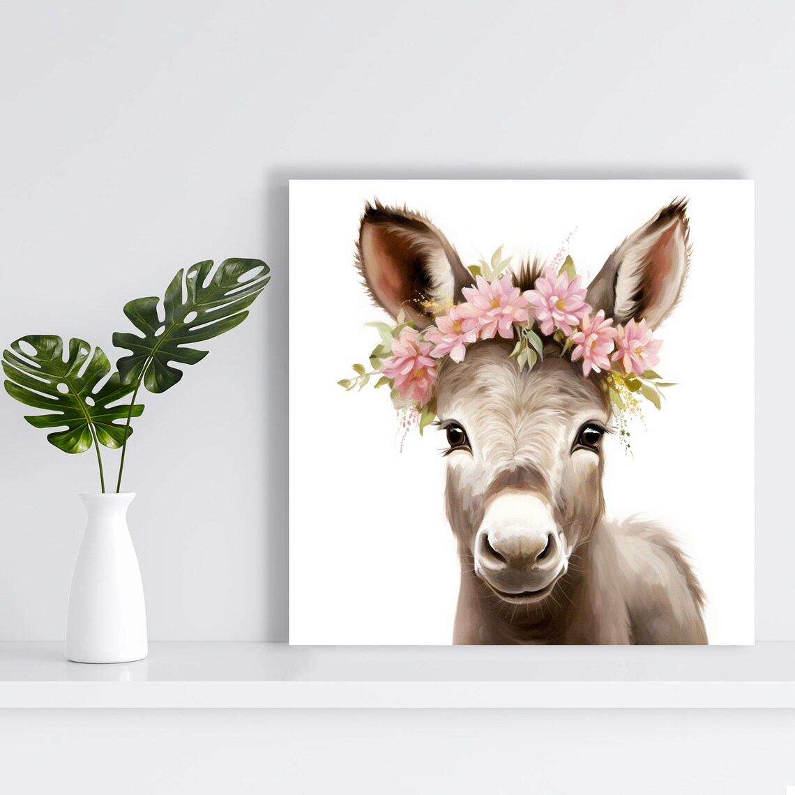 Blooming Donkey Delight, Farmhouse Nursery Art Print - Image 2