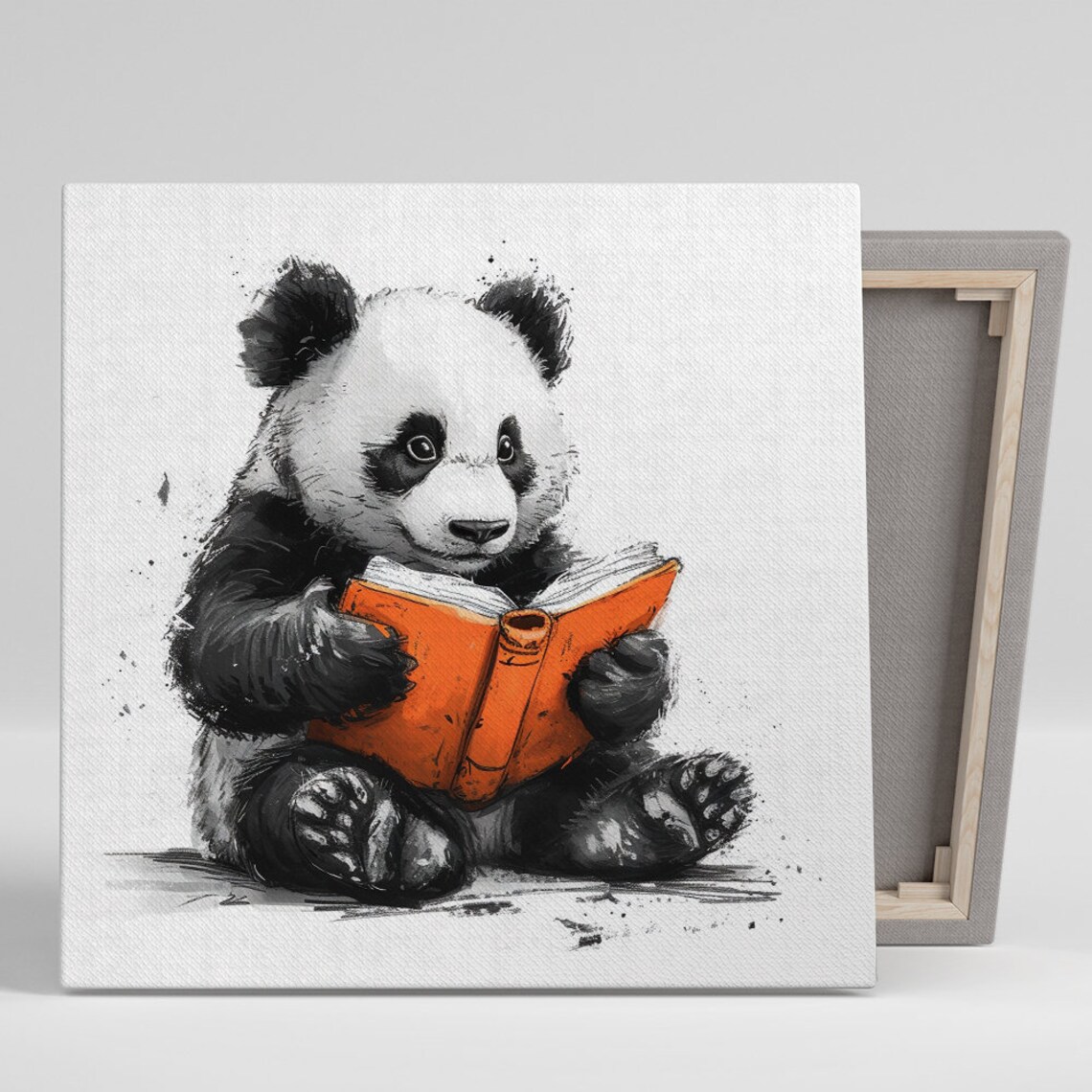 Panda Whimsical Animal Art Print, Literary Adventure