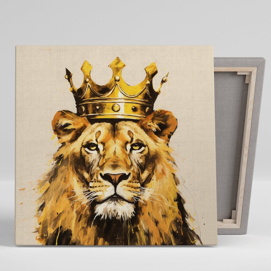 Regal Golden Lion Wearing Gold Crown Majestic Glam King Of Jungle Poster