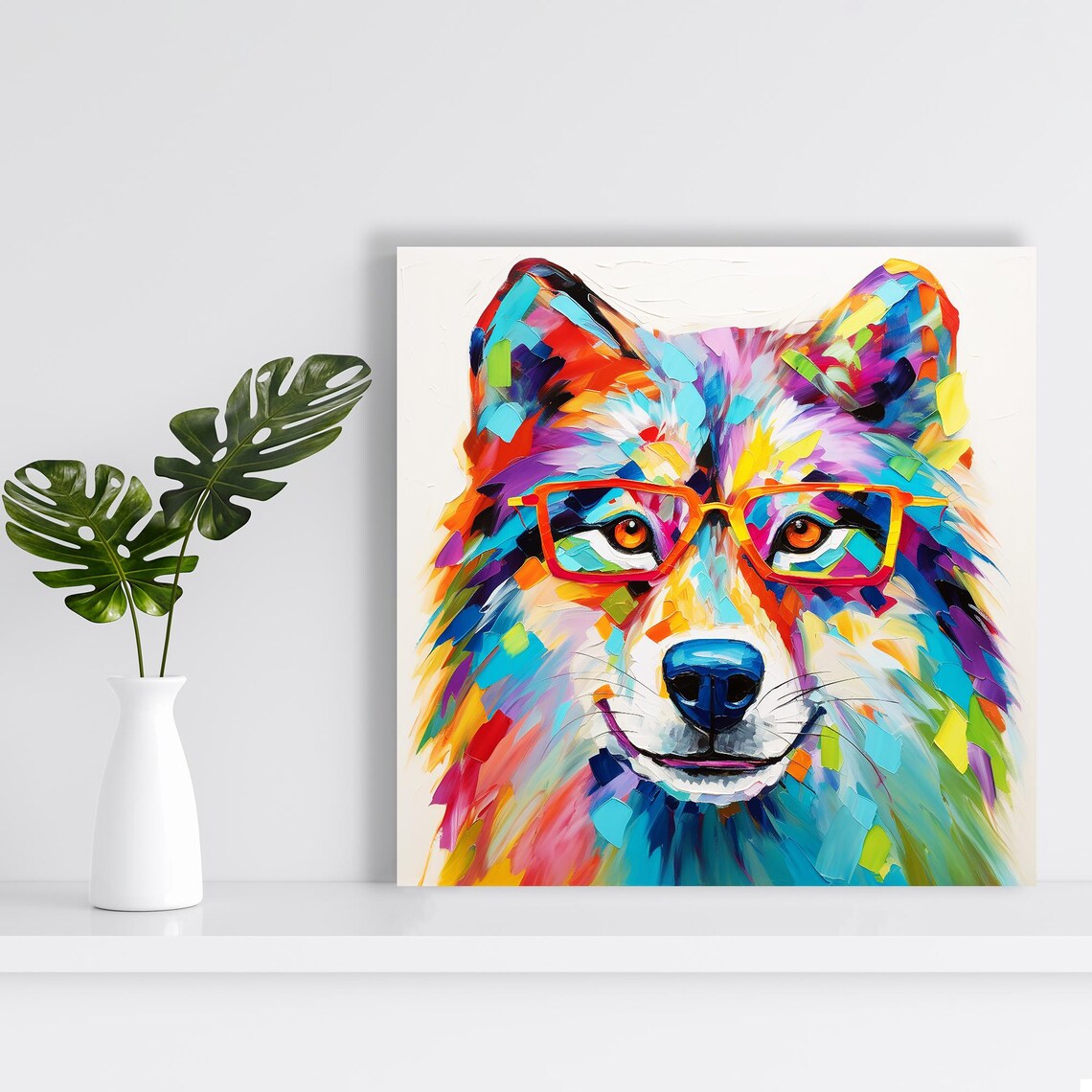 Colorful Hipster Wolf Bohemian Wall Art Print - Image 2