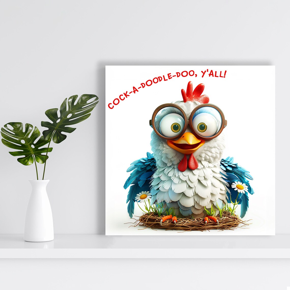 Funny Rooster With Glasses Cock A Doodle Doo Quote Farmhouse Poster - Image 2