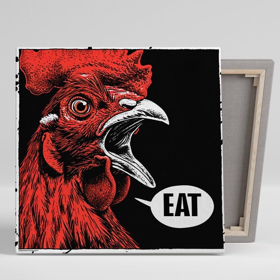 Bold Rooster Command Art Or Poster Pop Art Street Animal Decor Kitchen Dining Room Farmhouse Office Wall Art Red Black White