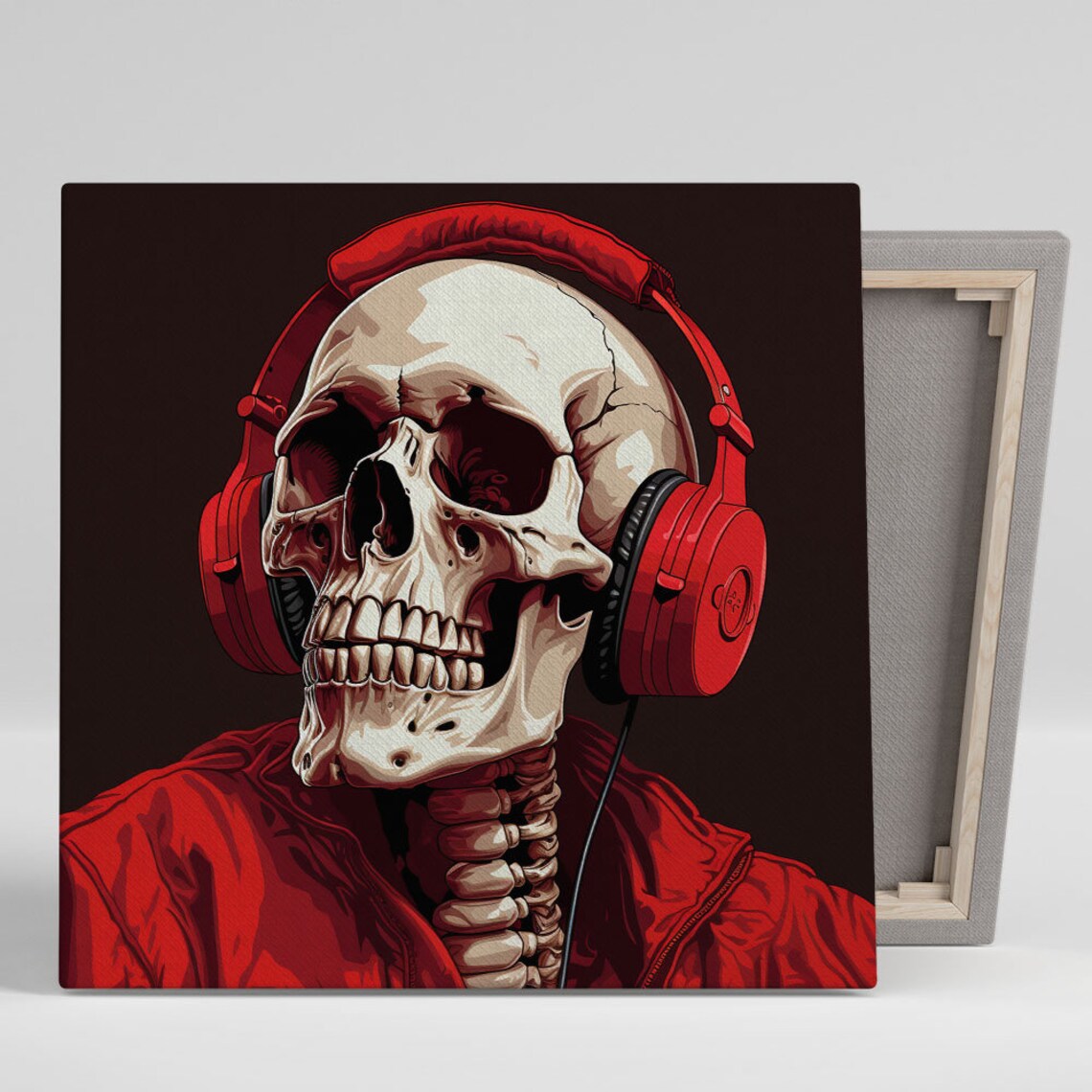 DJ Skull Music Wall Art Print, Halloween Decor