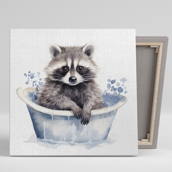 Raccoon Bathtub Bandit Art Print, Bathroom Decor