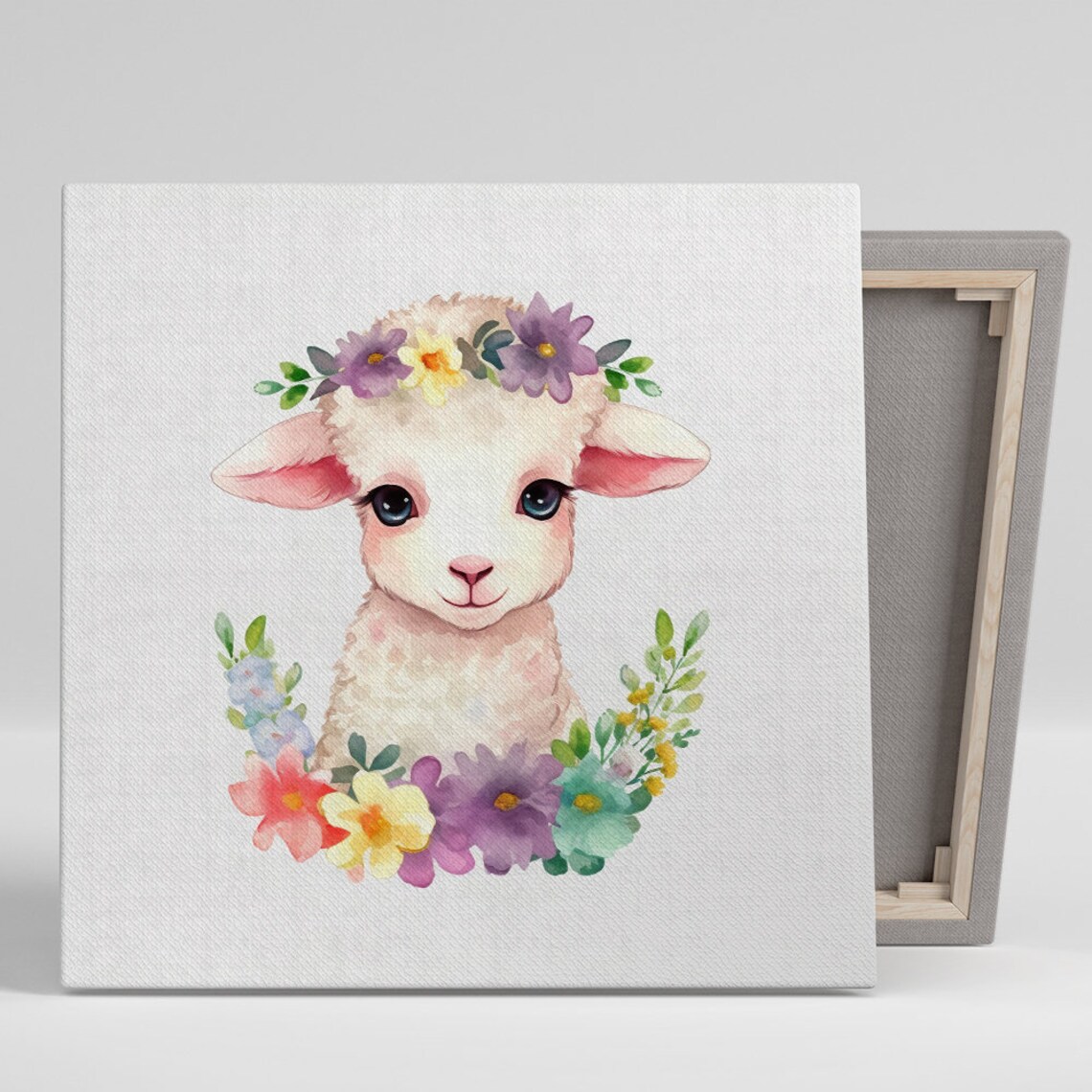 Enchanted Lamb Blossom Art Print, Whimsical Nursery
