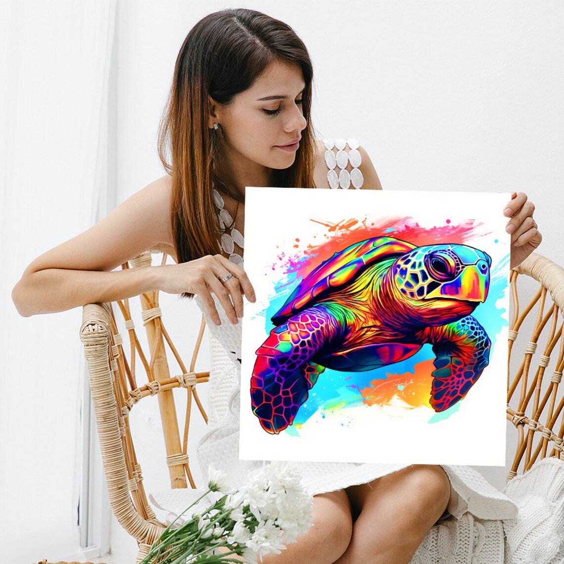 Psychedelic Sea Turtle Pop Art, Coastal Art Print - Image 3