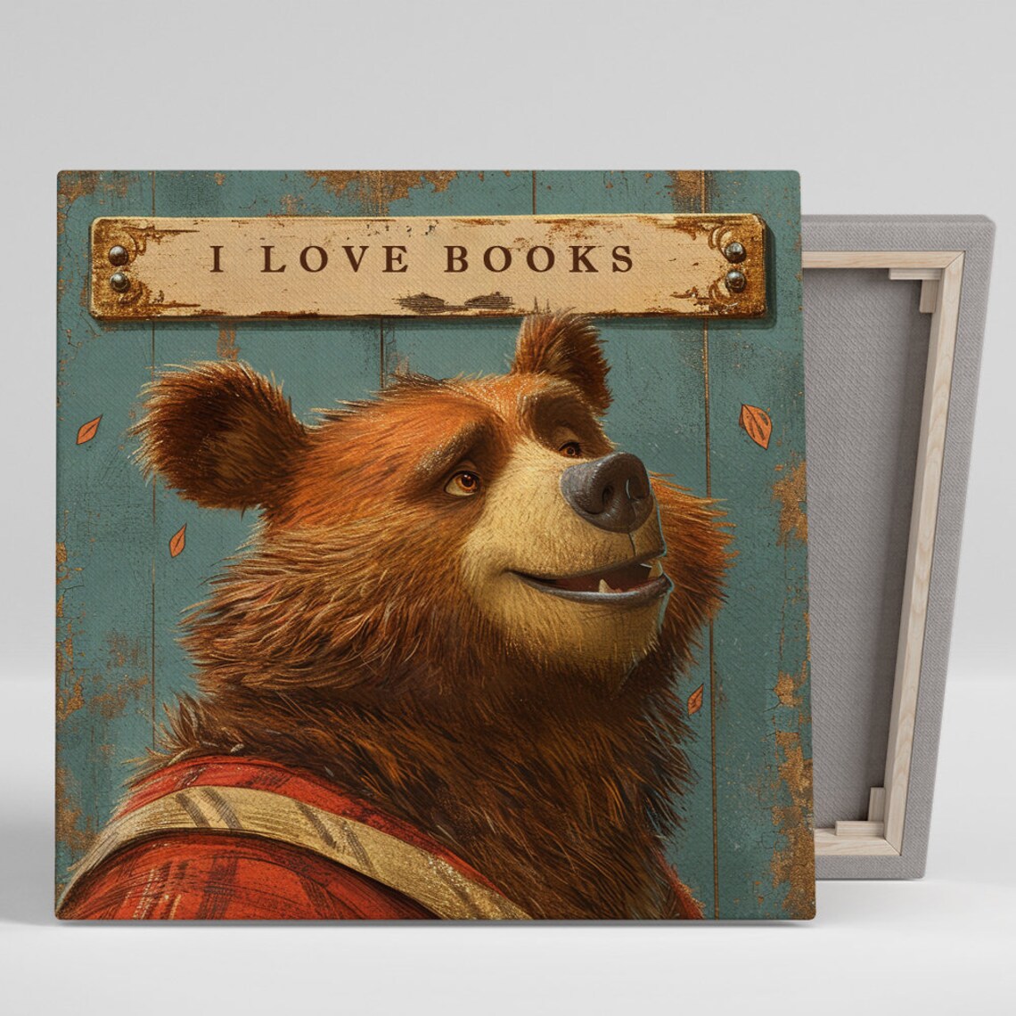 Bookworm Bear Whimsical Farmhouse Wall Art Print
