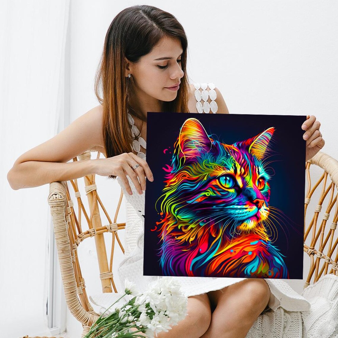 Kaleidoscopic Cat Pop Art Poster, Eclectic Decor - Image 3