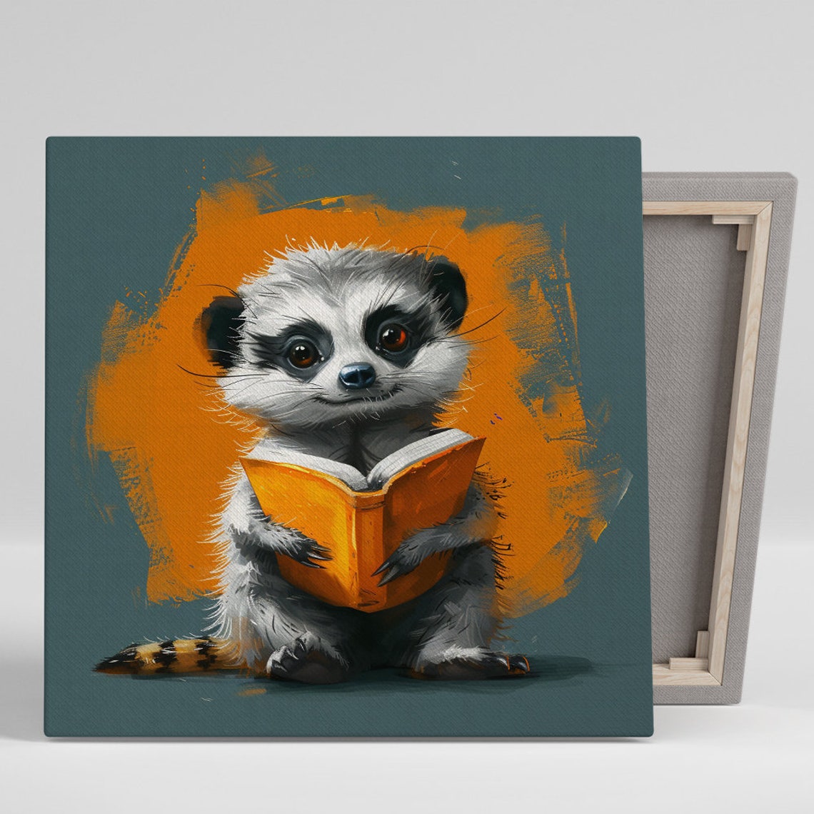 Baby Meerkat Reading Book Cute Bookworm Library Wall Art Poster