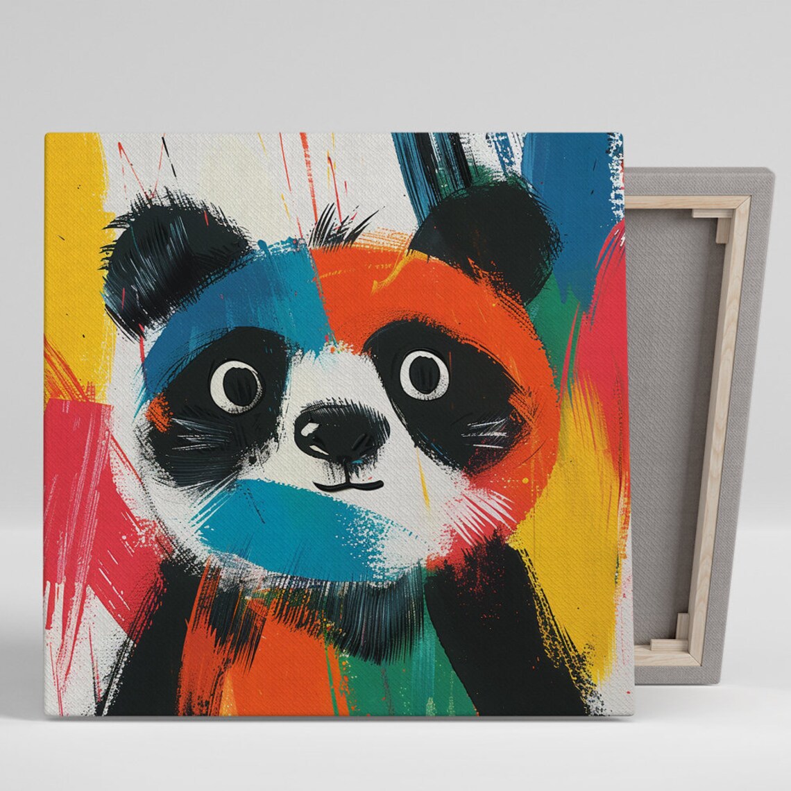 Colorful Raccoon Pop Art Brushstroke Orange Blue Animal Wall Poster