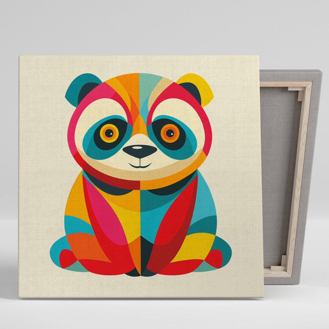Colorful Geometric Panda Baby Mosaic Pop Art Nursery Wall Poster
