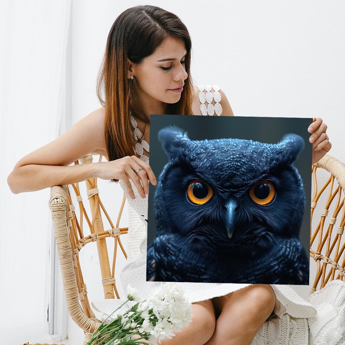 Owl Gaze Art Print, Contemporary Nature Decor - Image 3