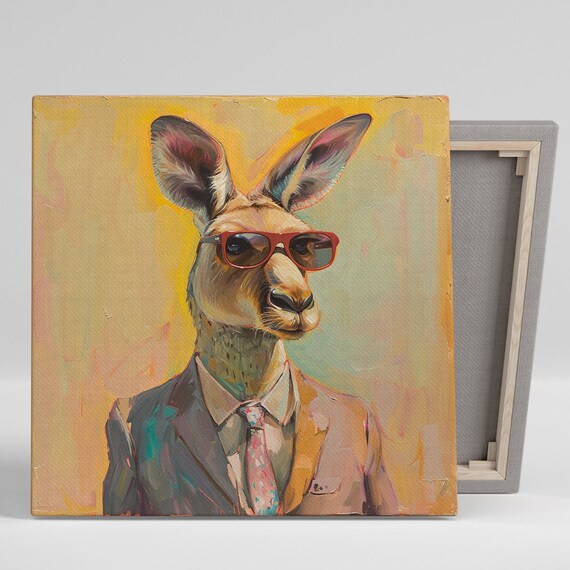 Kangaroo Suit Tie Red Sunglasses Dapper Hipster Portrait Wall Art