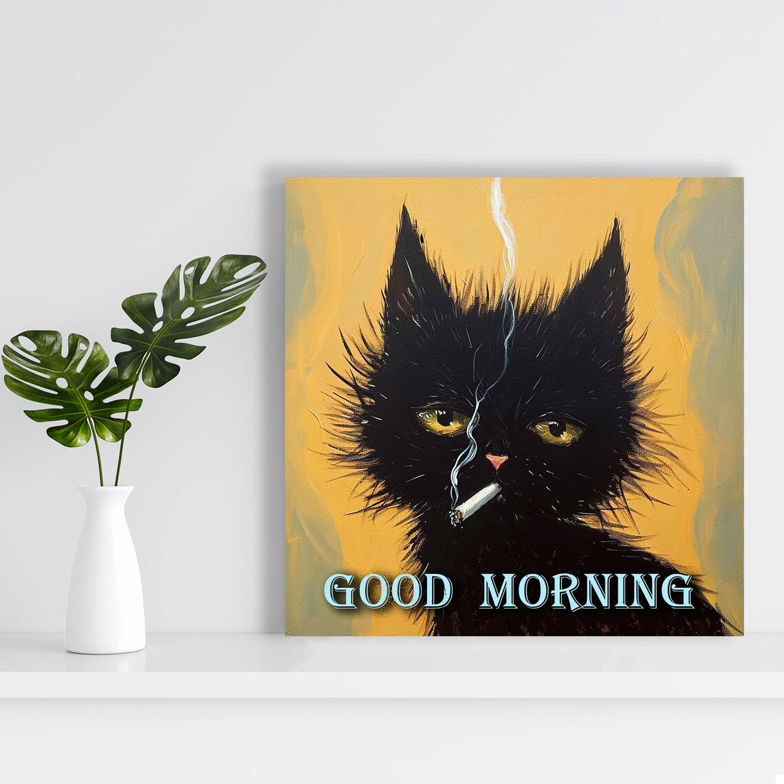Rebel Kitty Morning Mischief, Whimsical Cat Art Print - Image 2