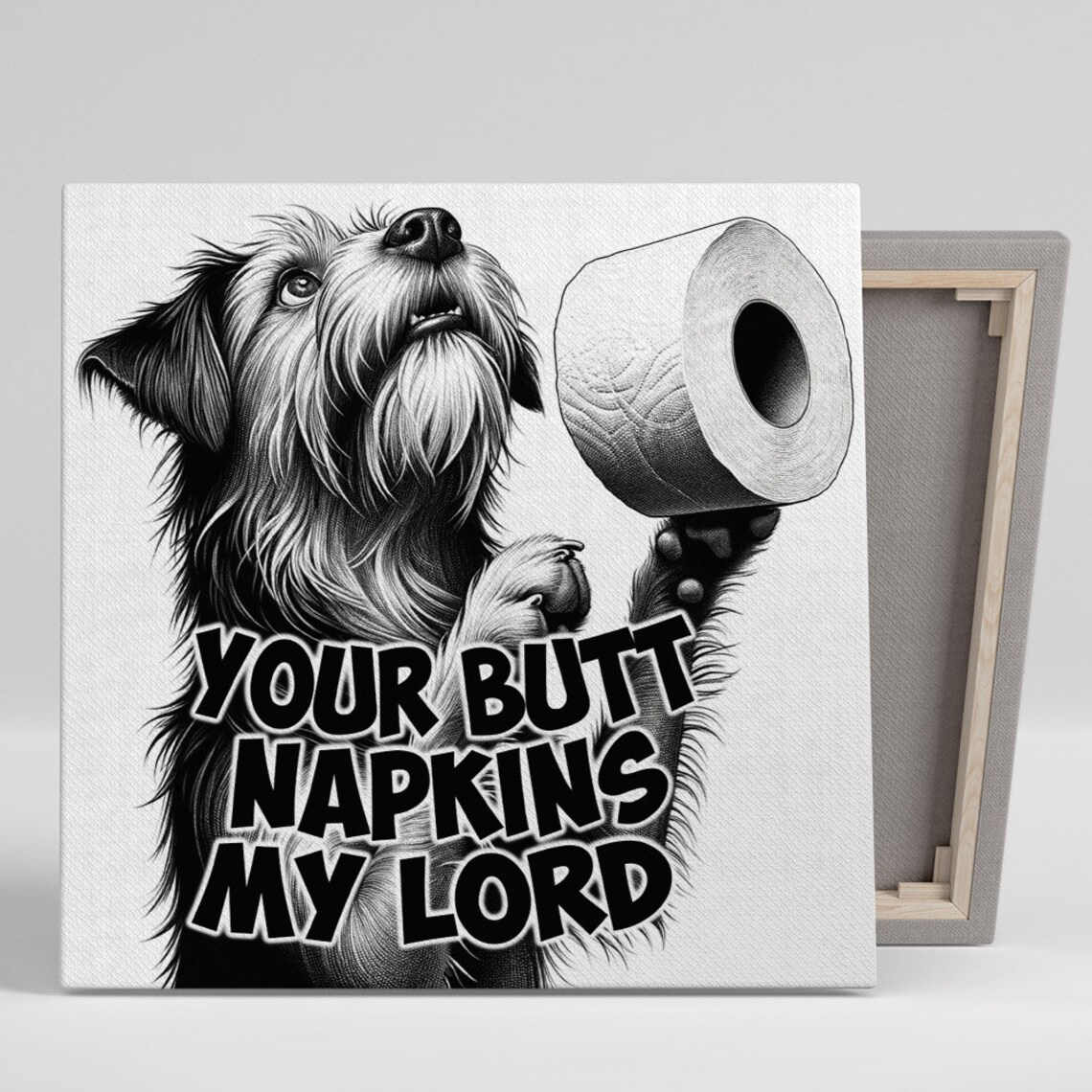 Dog Bathroom Humor Art Print, Your Butt Napkins