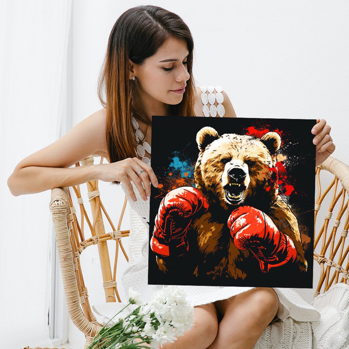 Boxing Bear Fury Animal Pop Art, Wall Art Print - Image 3