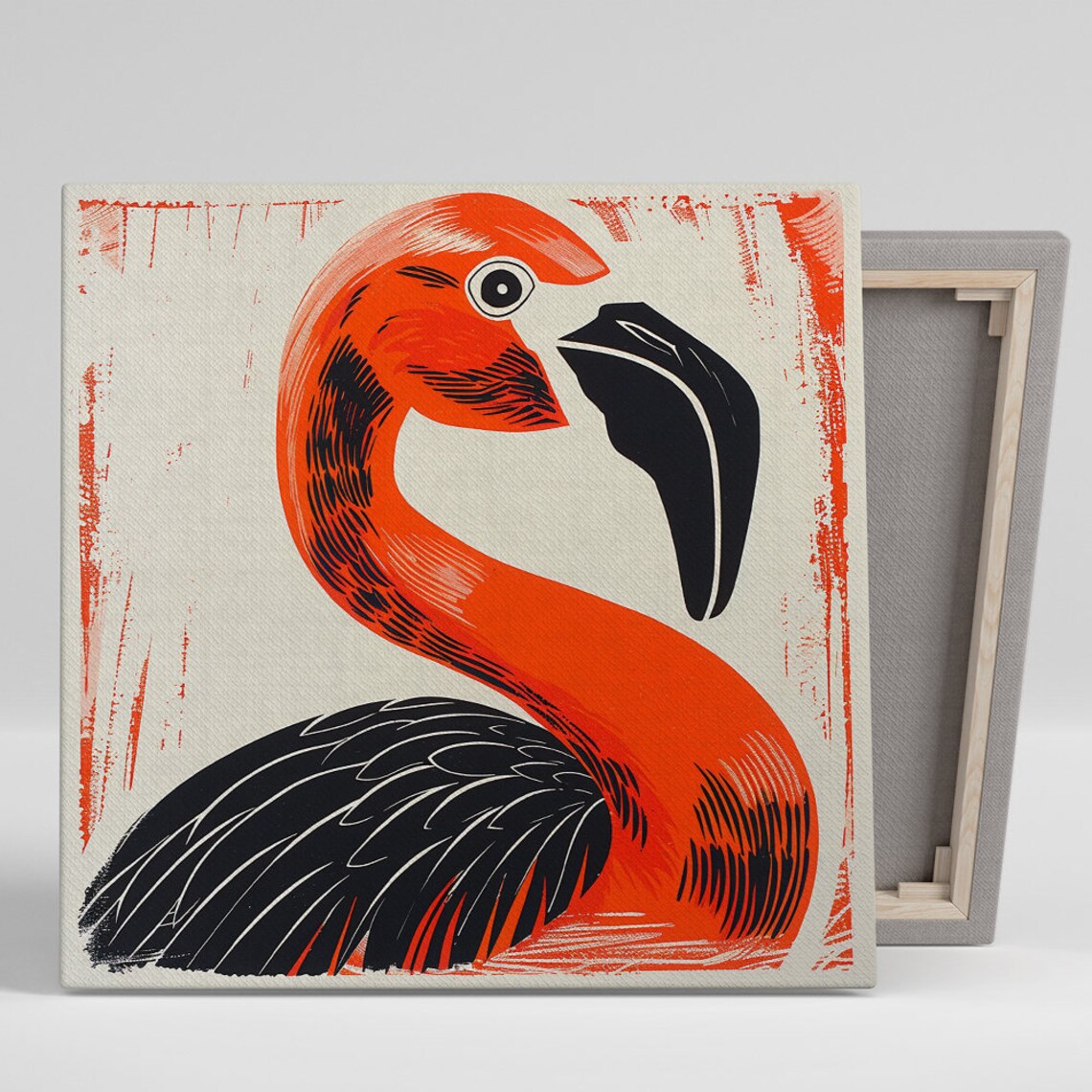 Retro Mid-Century Flamingo Art Print for Living Room
