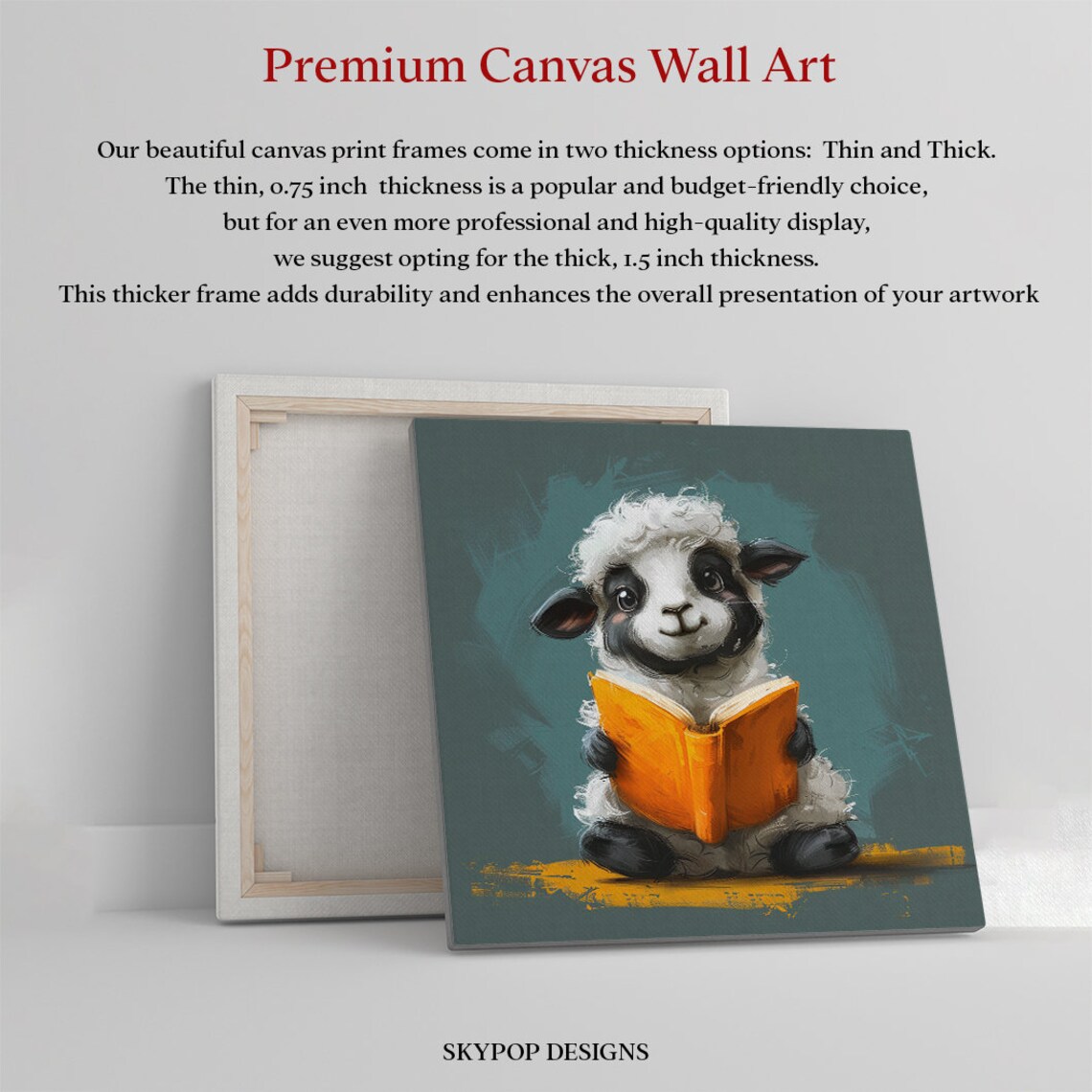 Scholarly Lamb Art Print, Whimsical Nursery Decor - Image 3