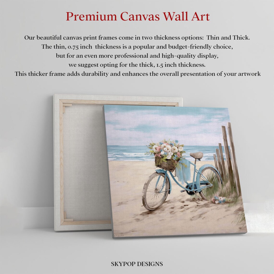 Floral Cycle Beach Art Print, Coastal Wall Decor - Image 2