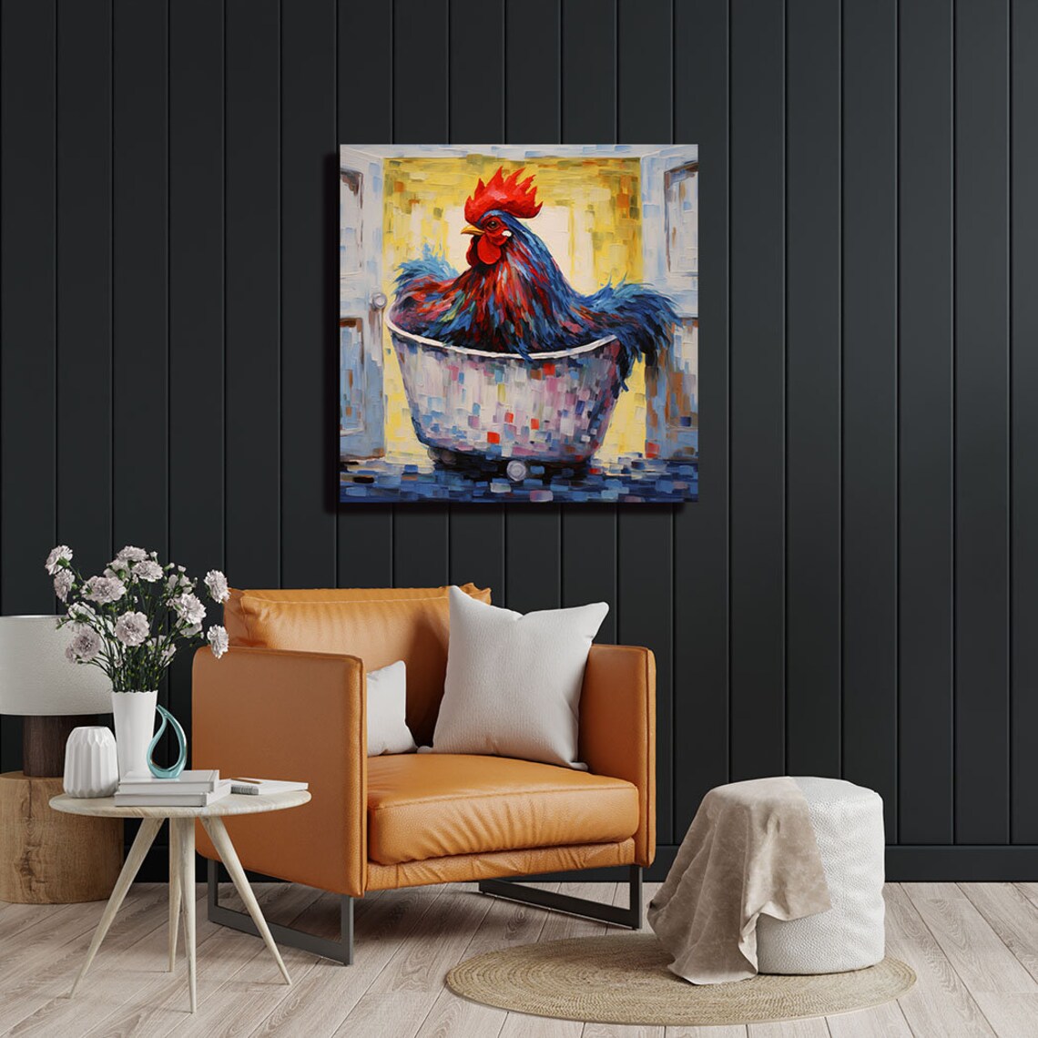 Rooster In Bathtub Bathroom Art Print, Contemporary - Image 5