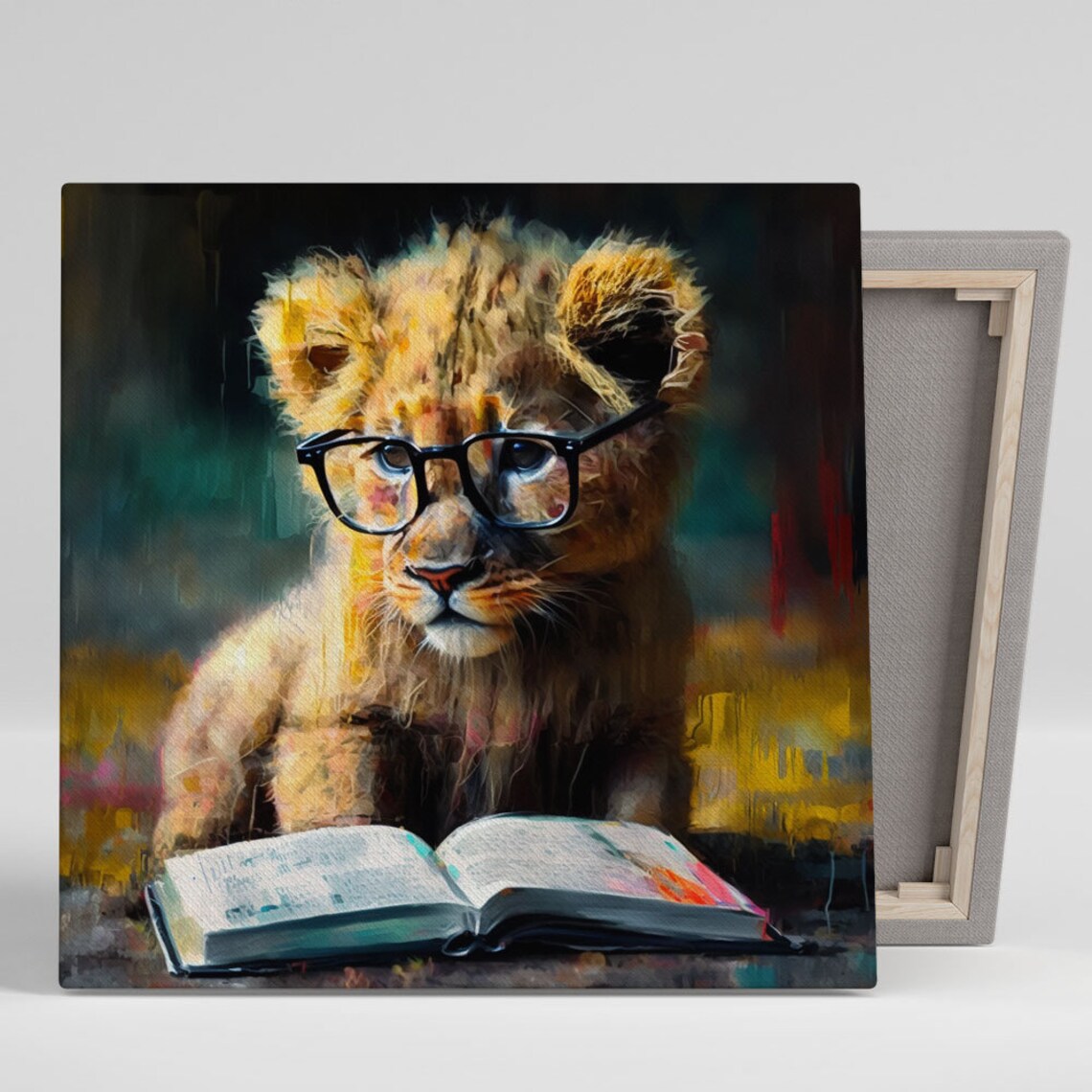 Lion With Glasses, Whimsical Modern Animal Art Print