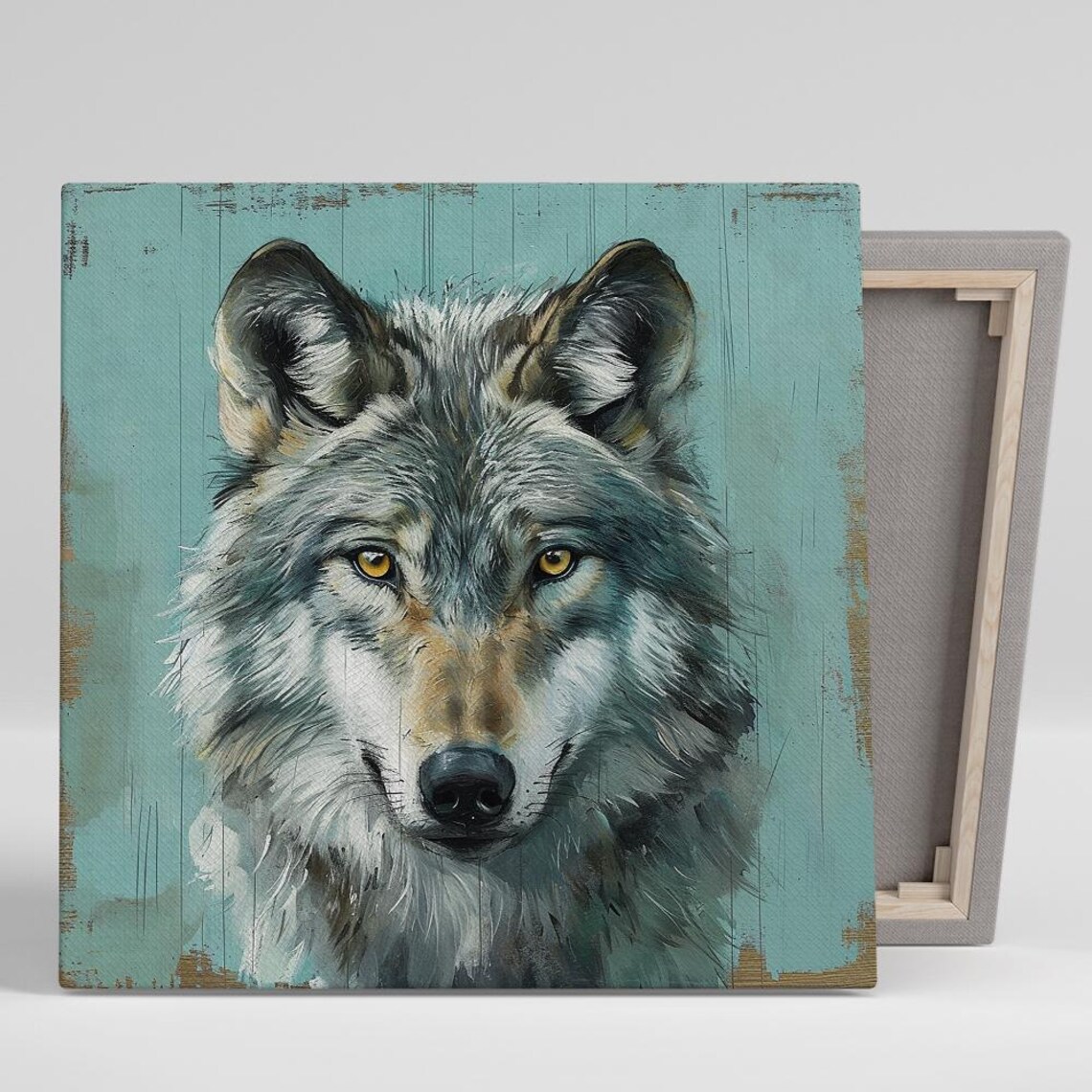 Wolf Portrait Poster Print, Rustic Animal Decor