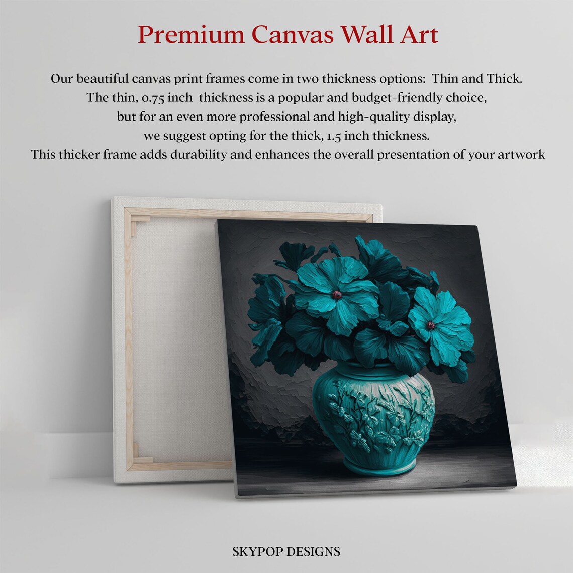 Cyan Flower Art Print, Nature-Inspired Home Decor - Image 2