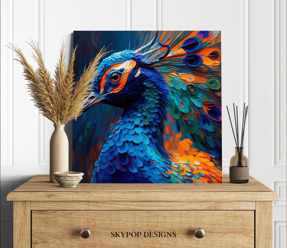 Peacock Art Print, Vibrant Bird Decor Poster - Image 3