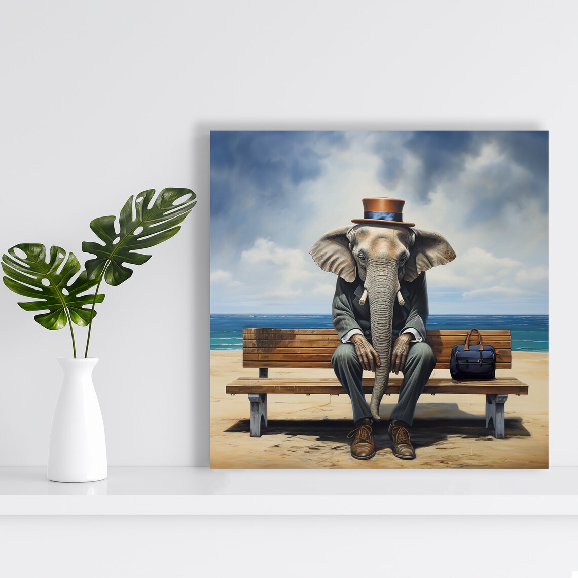 Surreal Elephant Art Print, Contemporary Decor - Image 2