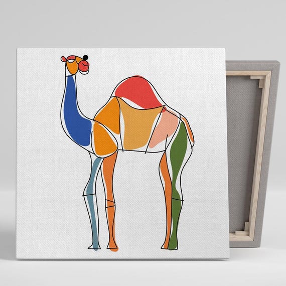 Geometric Camel Art Or Poster Abstract Modern Decor Living Room Bedroom Office Childrens Room Wall Art Blue Orange Red Green