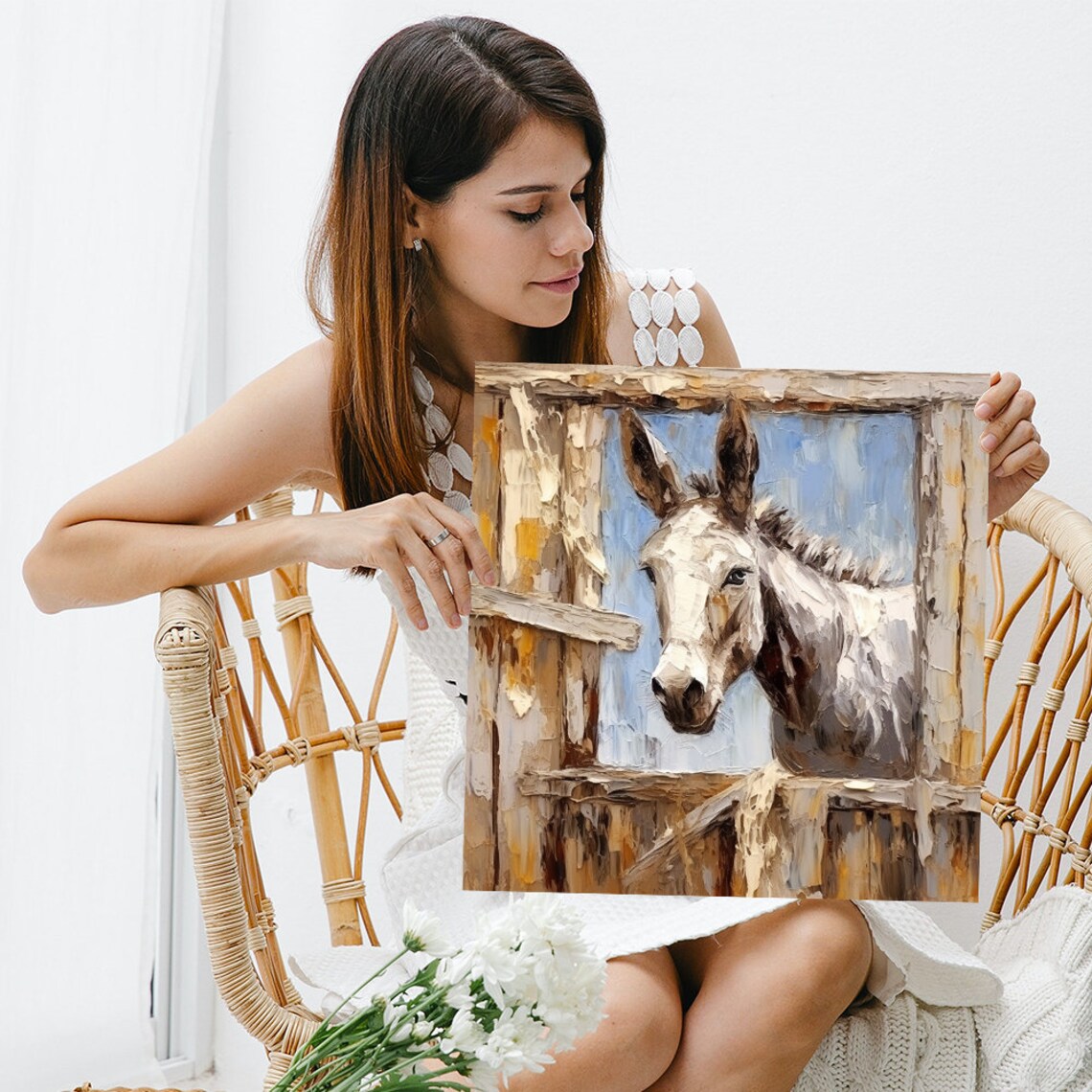 Rustic Donkey Portrait, Farmhouse Wall Art Print - Image 3