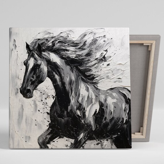 Galloping Stallion Abstraction, Rustic Art Print