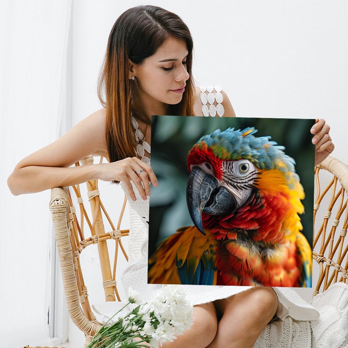 Scarlet Macaw Close Up Photorealistic Portrait Tropical Bird Poster - Image 3