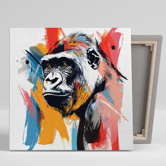 Gorilla Pop Animal Art Print, Contemporary Decor