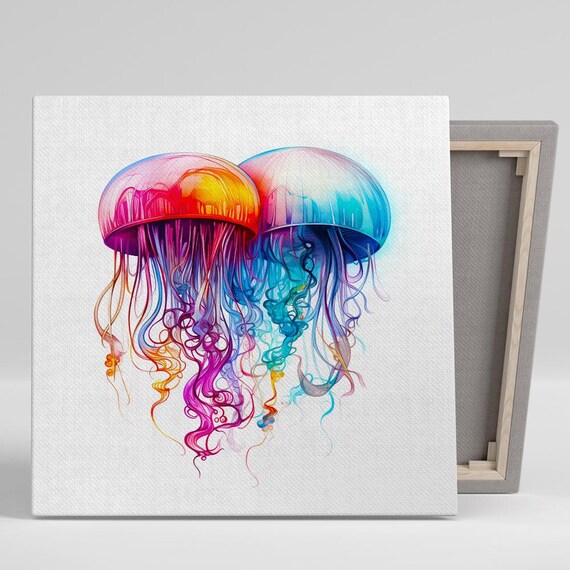Ethereal Jellyfish Dance Wall Art Or Poster Abstract Contemporary Whimsical Decor Living Room Bedroom Office Bathroom Wall Art