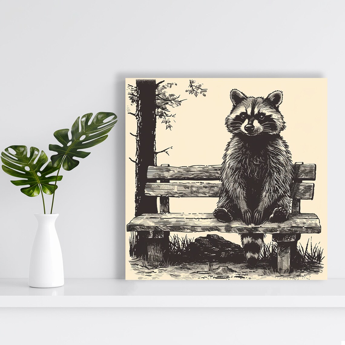 Raccoon Vintage Animal Art Print, Rustic Farmhouse - Image 2