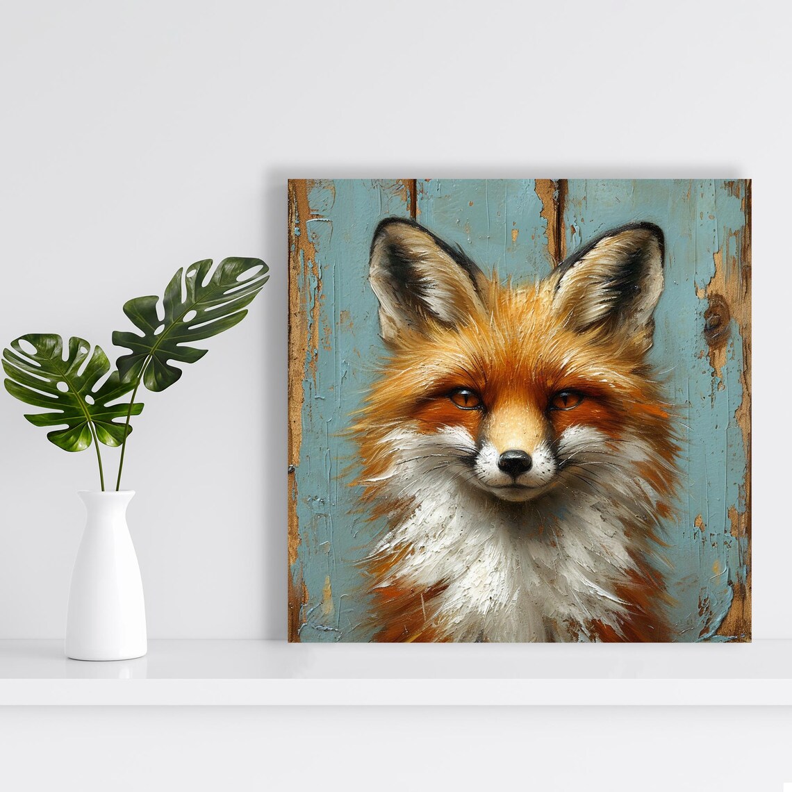 Foxy Gaze Rustic Animal Poster, Living Room Decor - Image 2